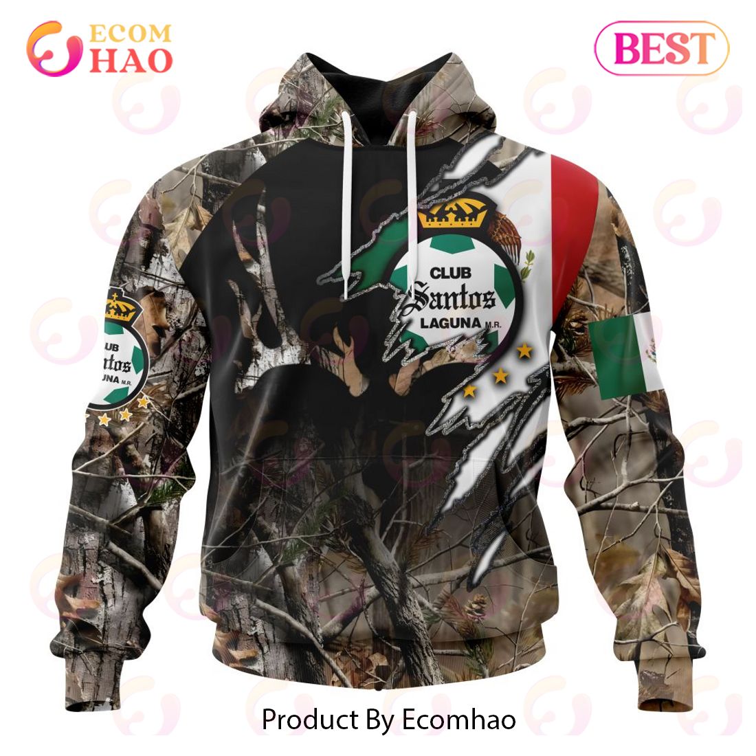 LIGA MX Club Santos Laguna Special Camo Hunting 3D Hoodie