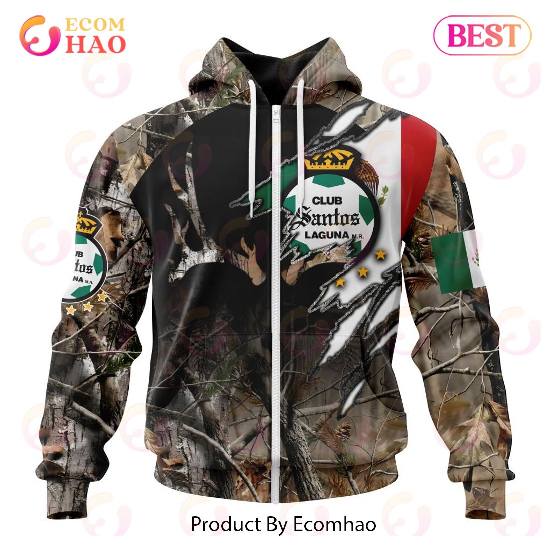 LIGA MX Club Santos Laguna Special Camo Hunting 3D Hoodie