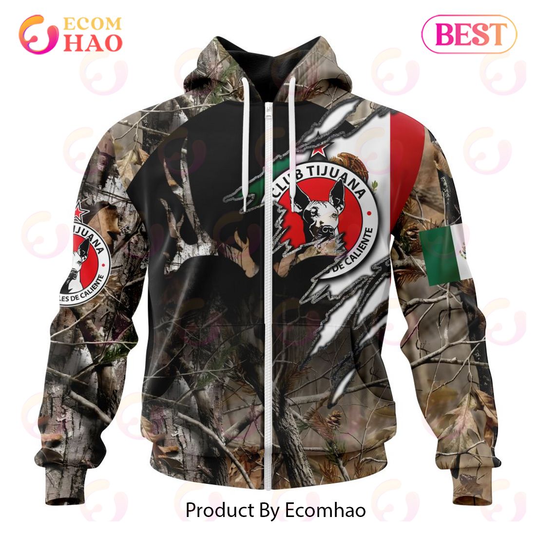 LIGA MX Club Tijuana Special Camo Hunting 3D Hoodie