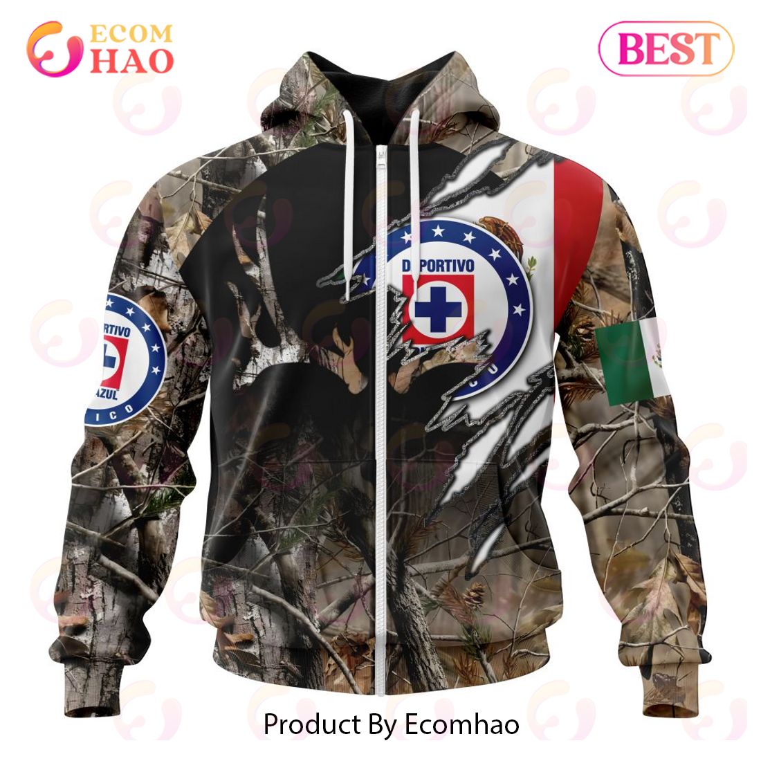 LIGA MX Cruz Azul Special Camo Hunting 3D Hoodie