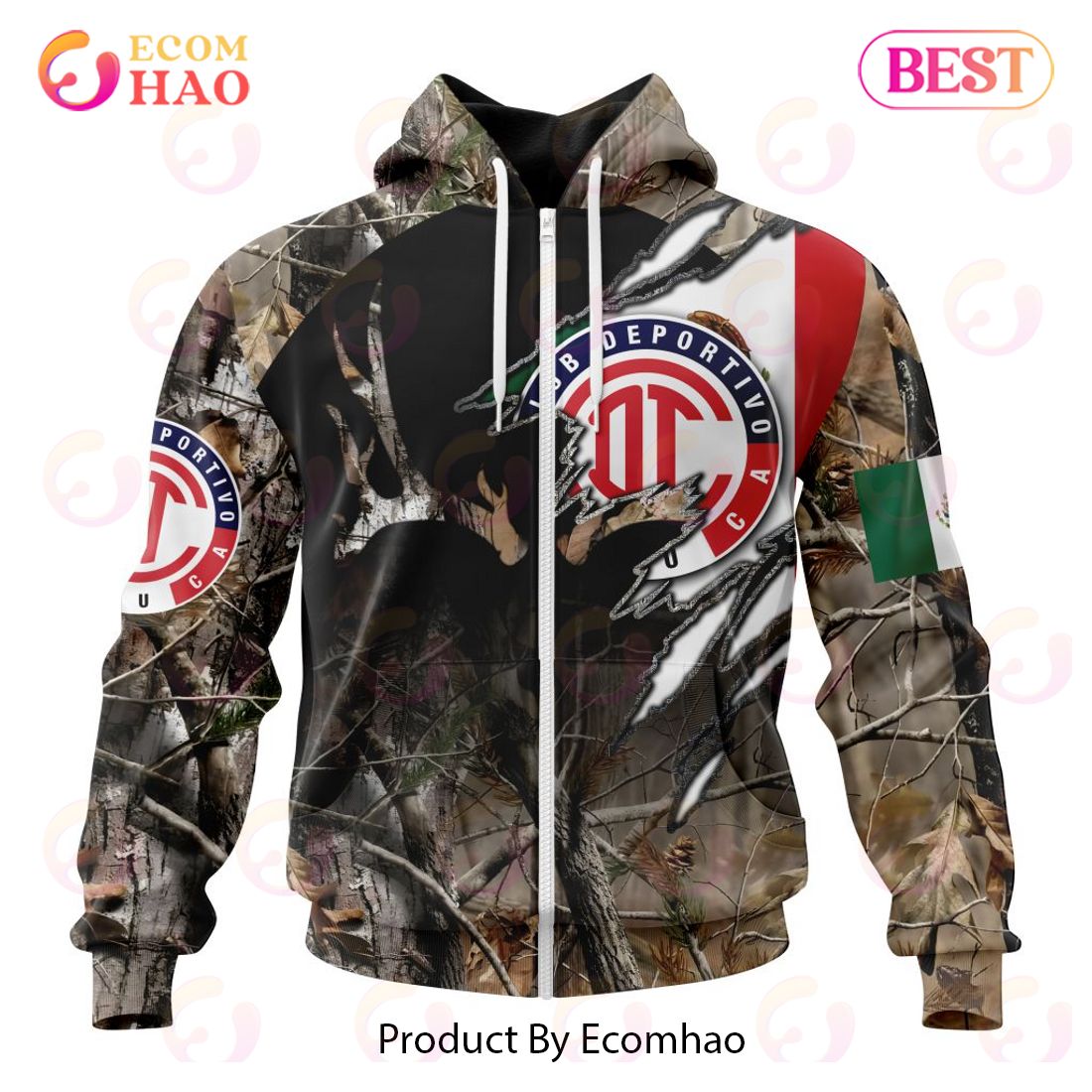 LIGA MX Deportivo Toluca Special Camo Hunting 3D Hoodie