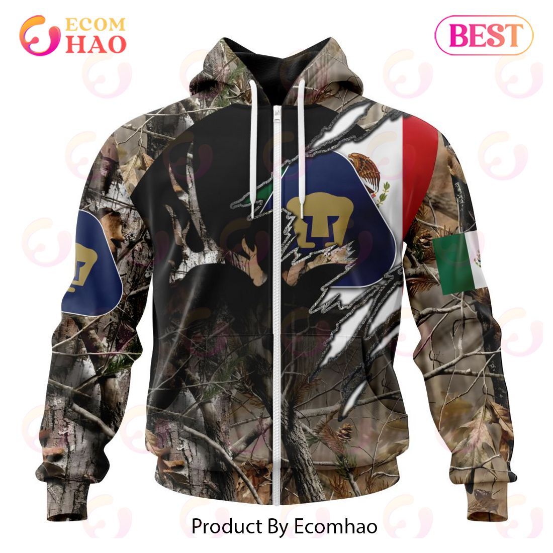 LIGA MX Pumas UNAM Special Camo Hunting 3D Hoodie