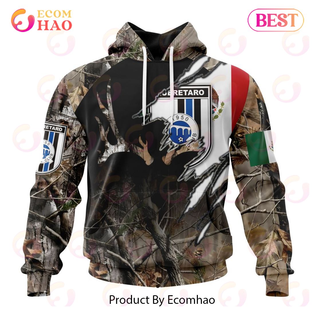 LIGA MX Queretaro F.C Special Camo Hunting 3D Hoodie