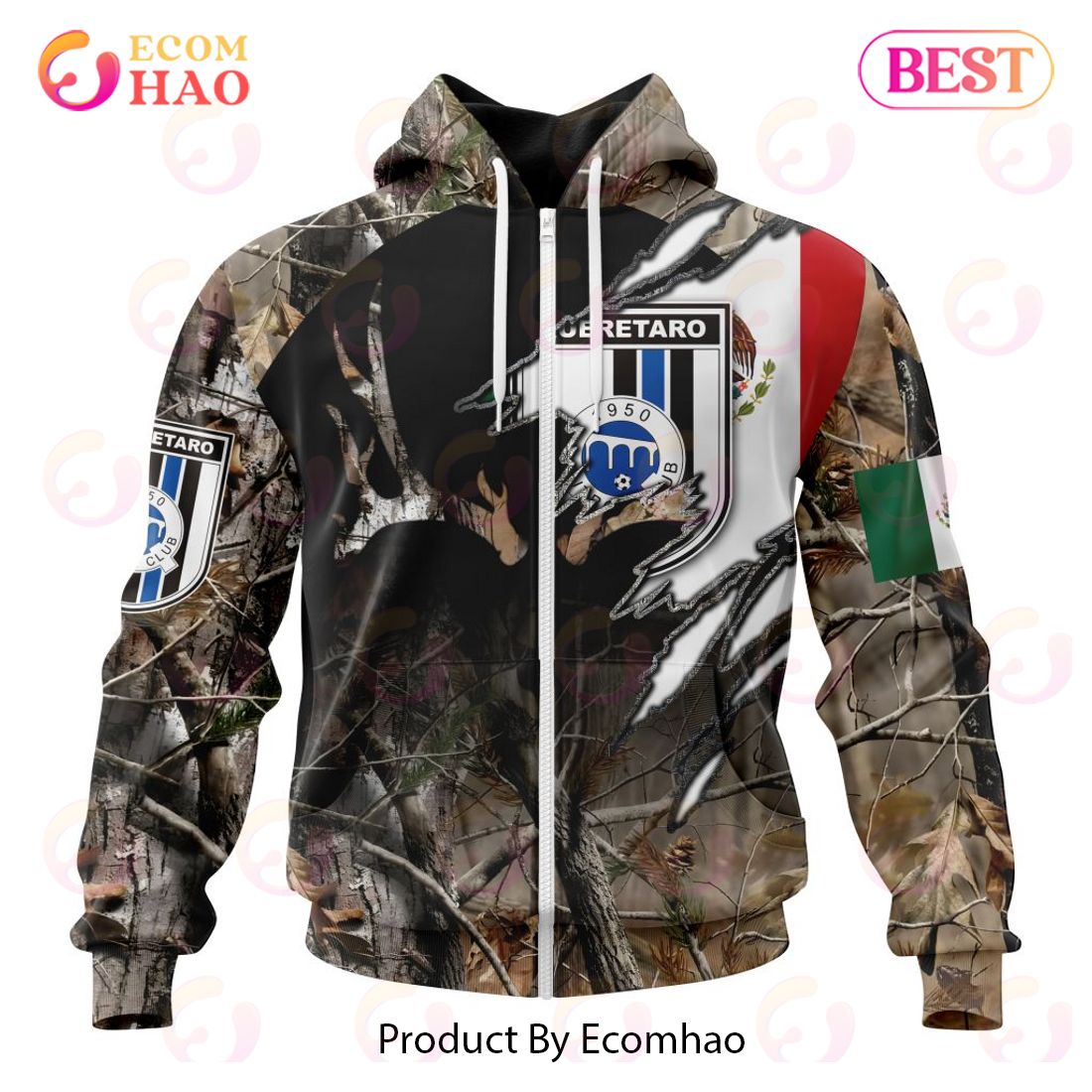 LIGA MX Queretaro F.C Special Camo Hunting 3D Hoodie