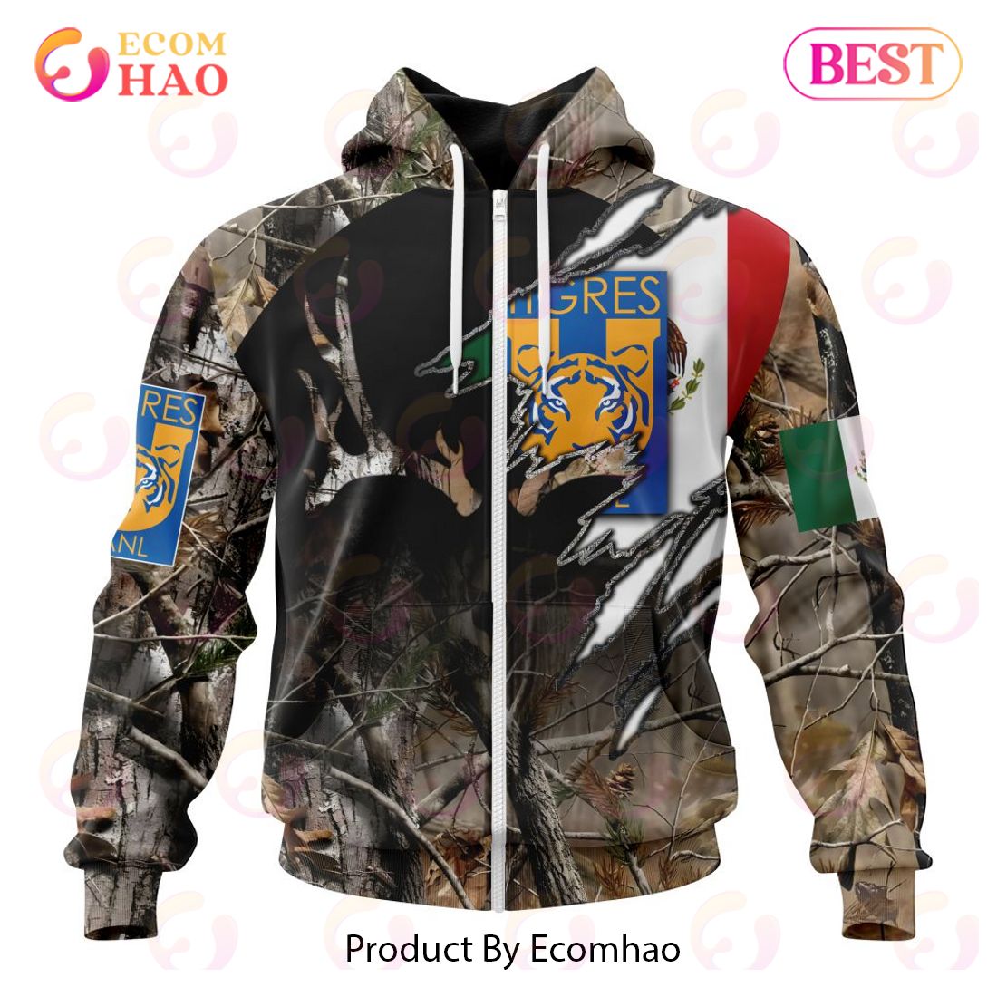 LIGA MX Tigres UANL Special Camo Hunting 3D Hoodie