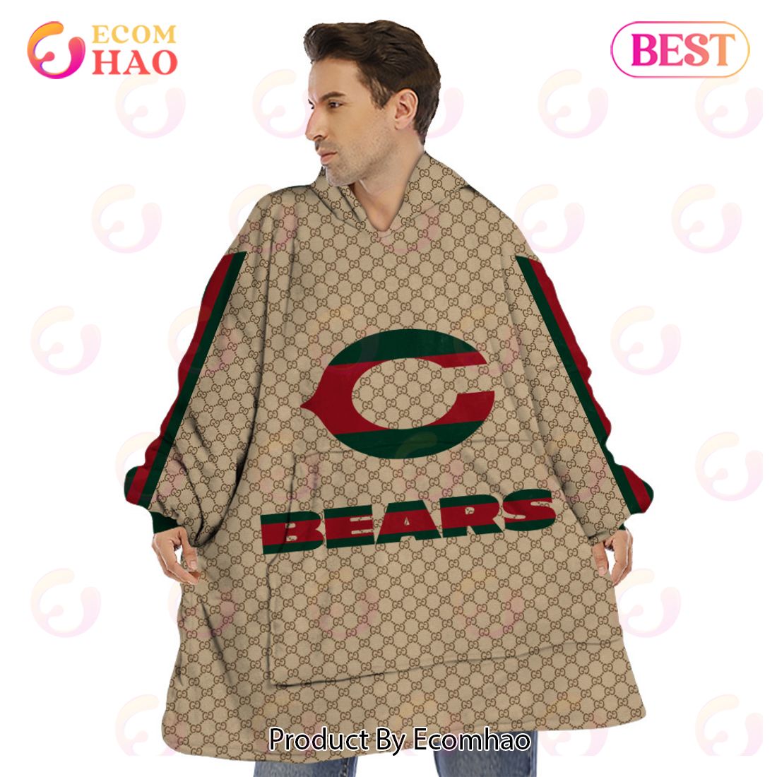 NFL Bears Specialized Design In GC Style 3D Gucci Hoodie Luxury Items