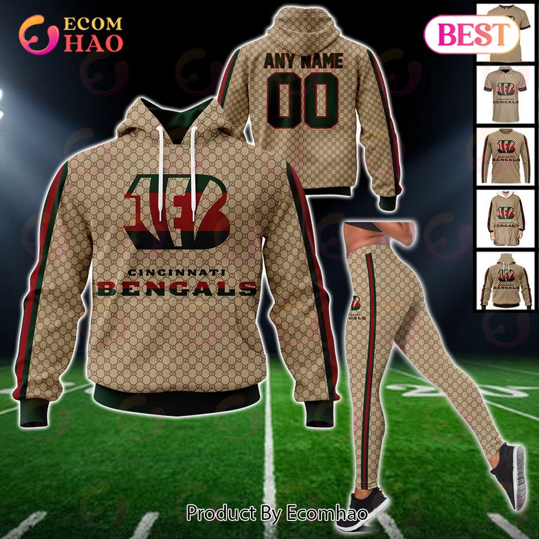 NFL Bengals Specialized Design In GC Style 3D Gucci Hoodie Luxury Items