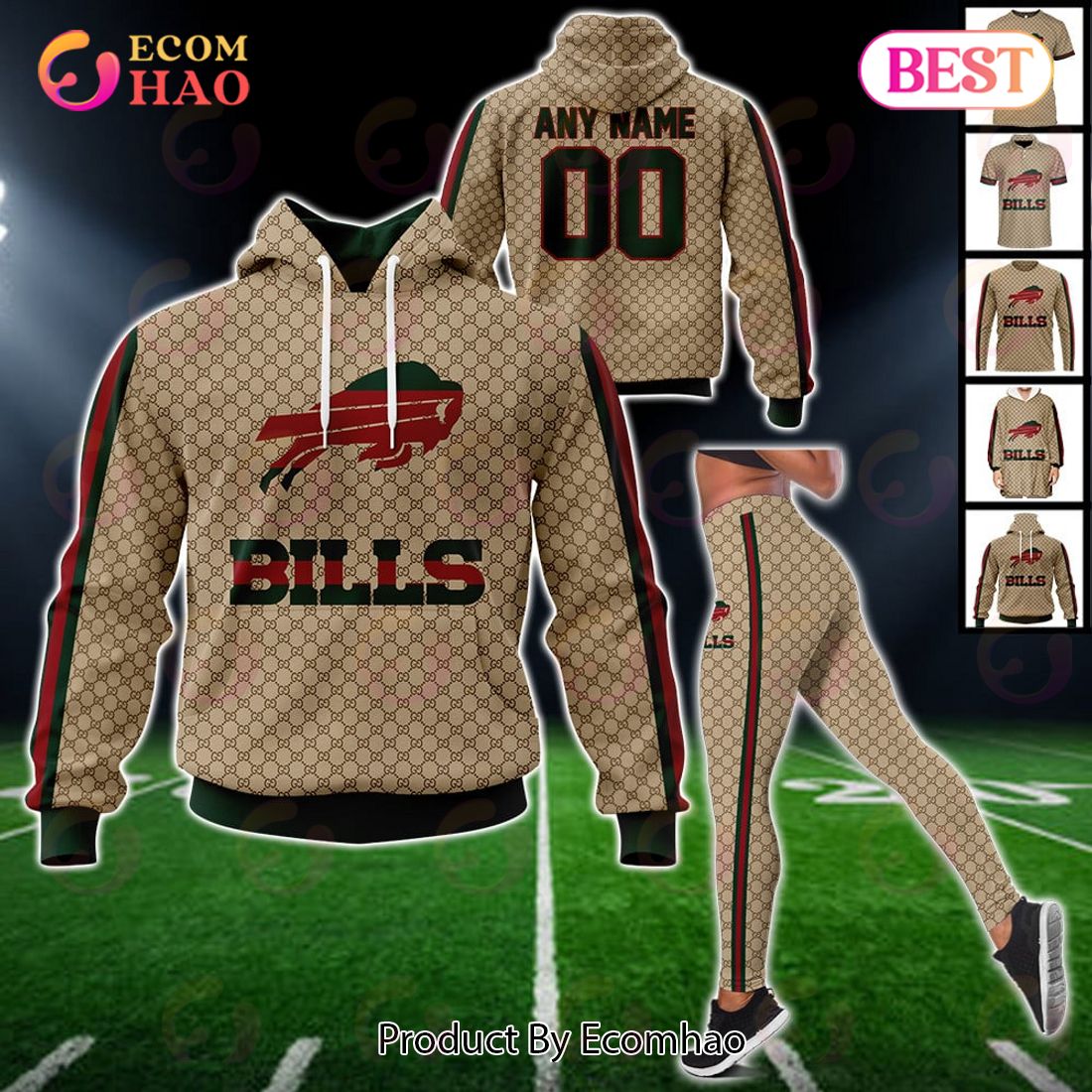 NFL Bills Specialized Design In GC Style 3D Gucci Hoodie Luxury Items