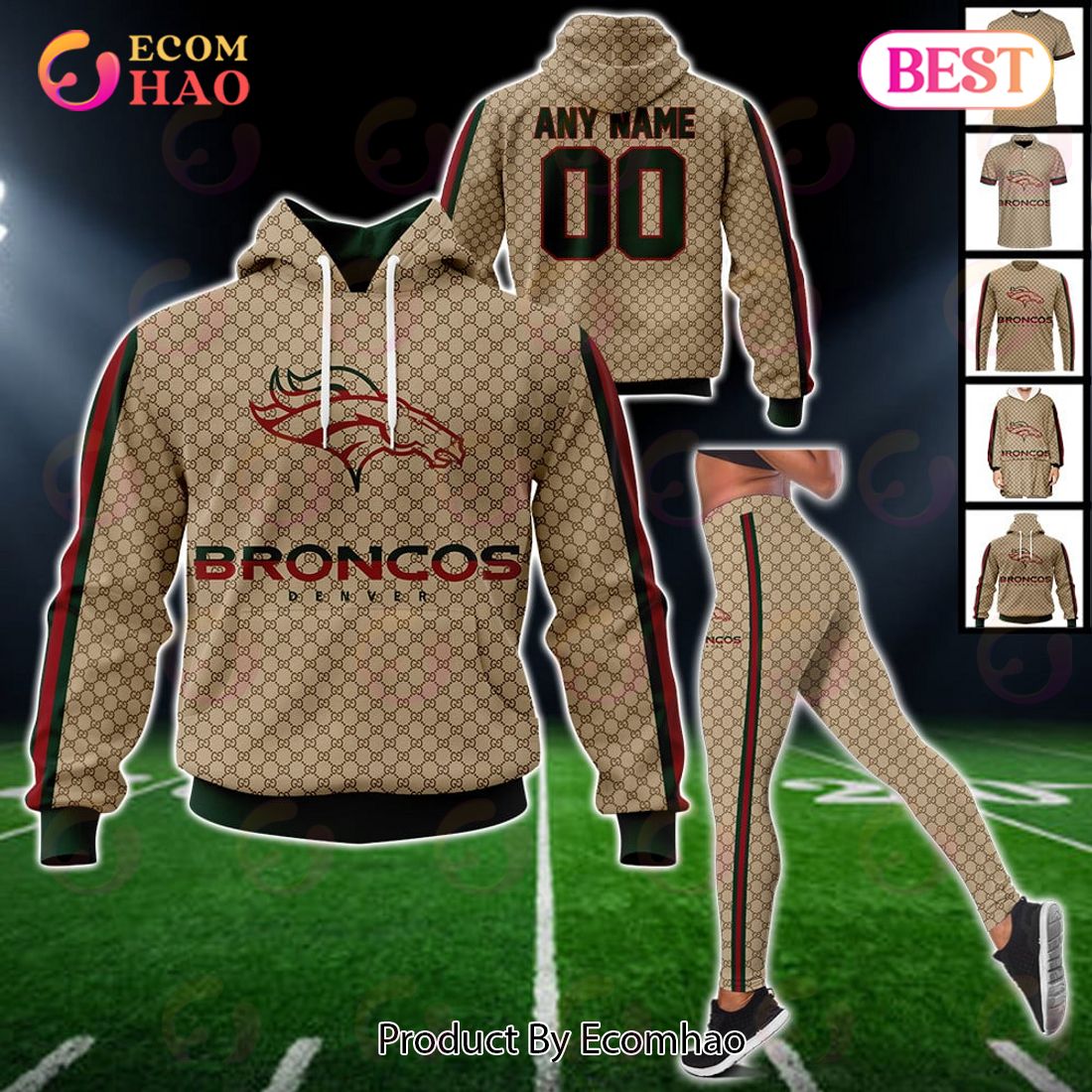 NFL Broncos Specialized Design In GC Style 3D Gucci Hoodie Luxury Items