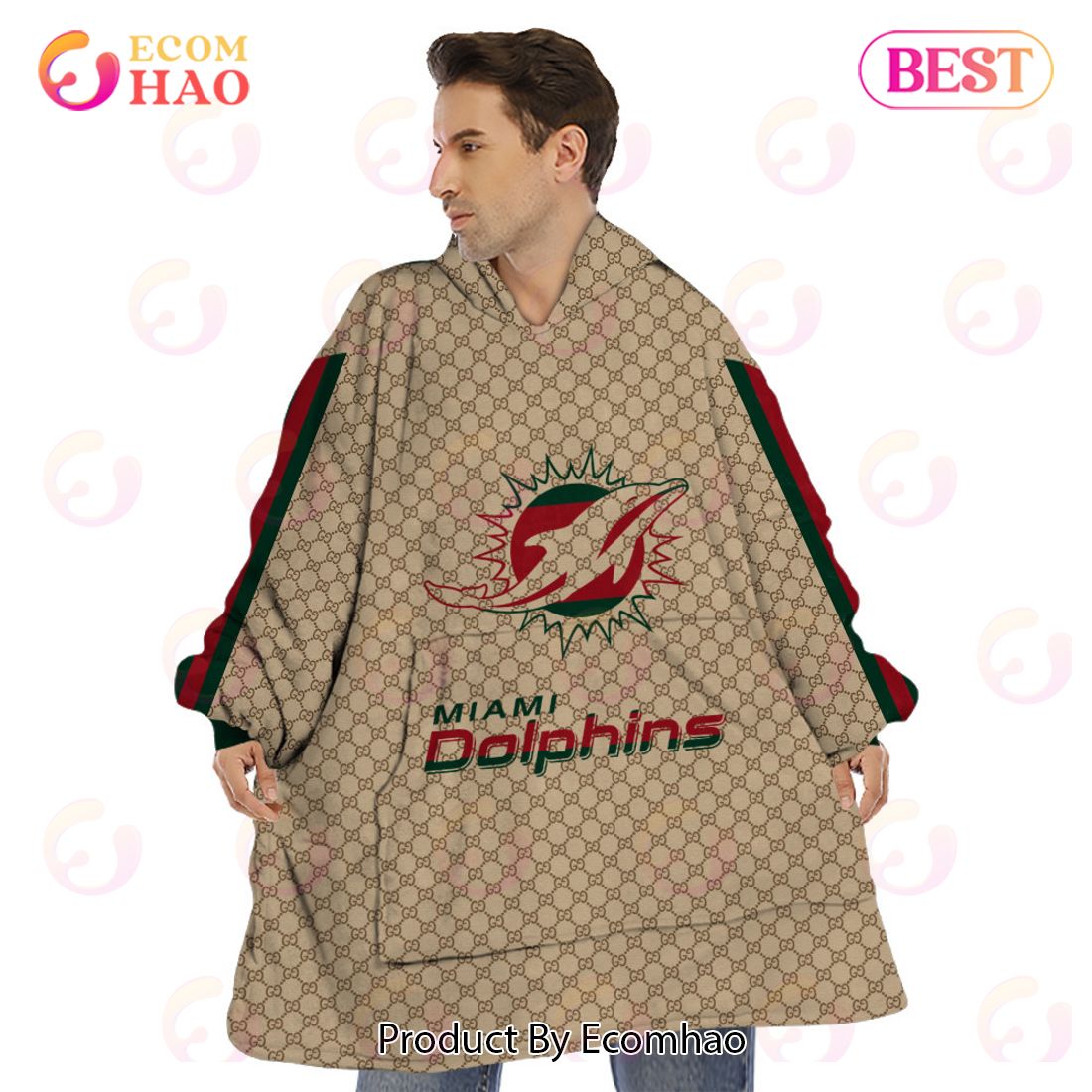 NFL Dolphins Specialized Design In GC Style 3D Gucci Hoodie Luxury Items