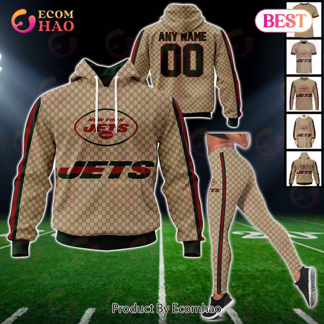 NFL Jets Specialized Design In GC Style 3D Gucci Hoodie Luxury Items