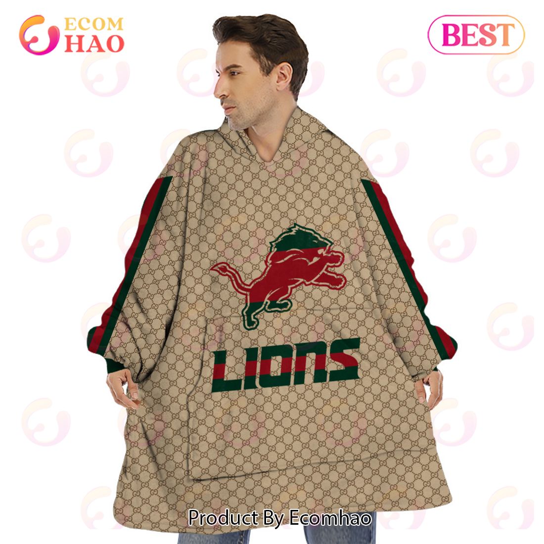 NFL Lions Specialized Design In GC Style 3D Gucci Hoodie Luxury Items