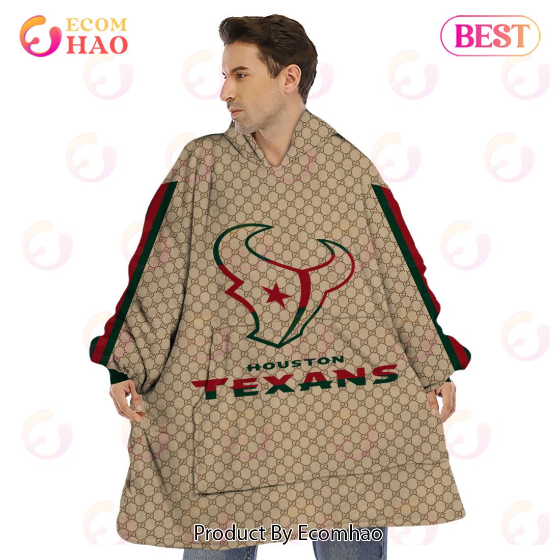 NFL Texans Specialized Design In GC Style 3D Gucci Hoodie Luxury Items