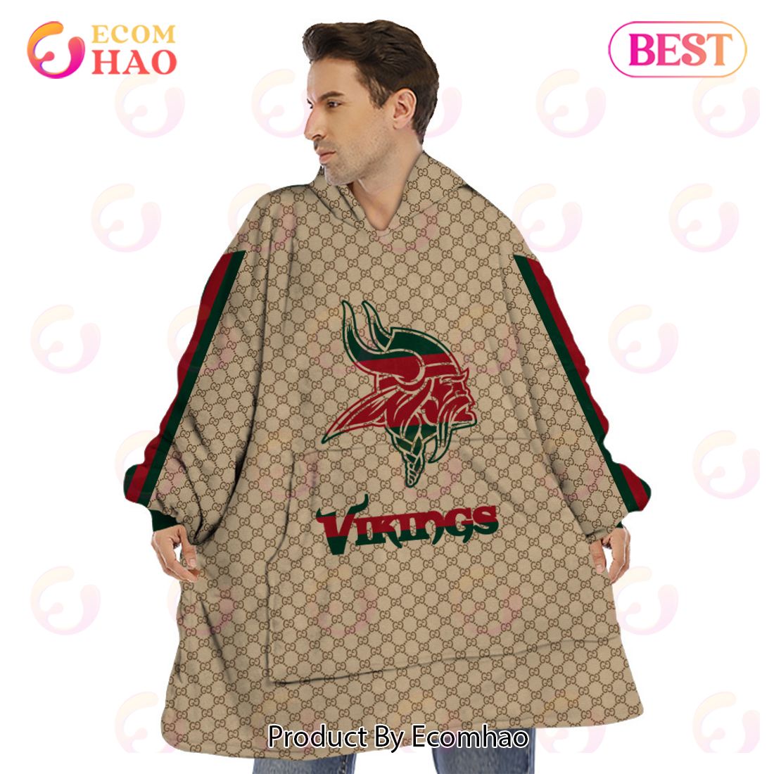 NFL Vikings Specialized Design In GC Style 3D Gucci Hoodie Luxury Items