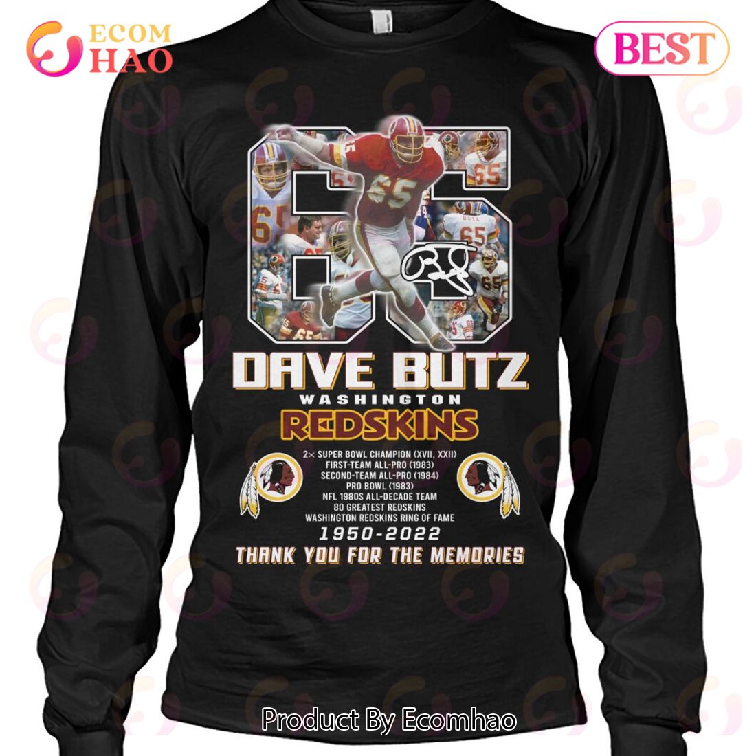 Dave Butz Washington Redskins 1950 - 2022 Thank You For The