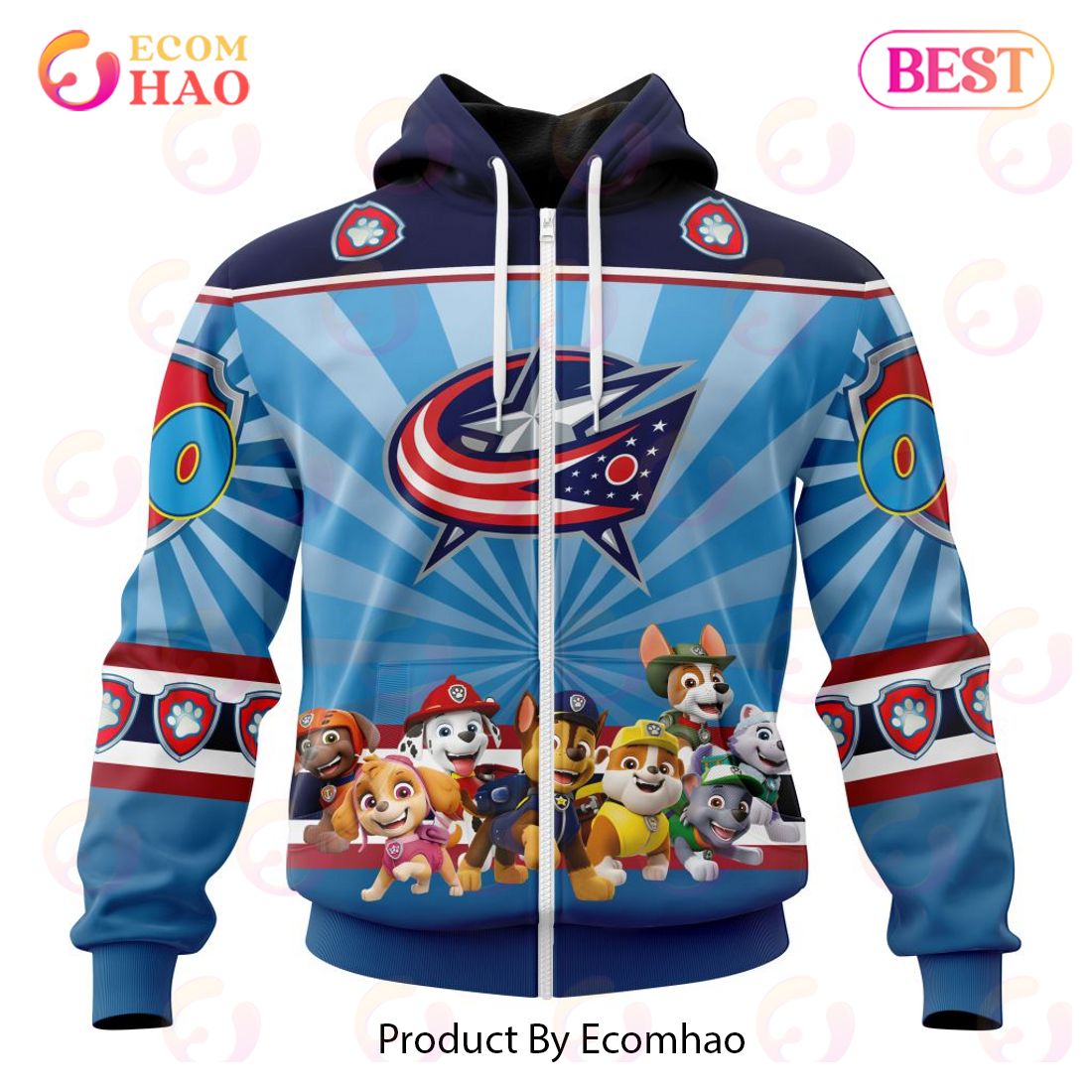 NHL Columbus Blue Jackets Special Paw Patrol Kits 3D Hoodie