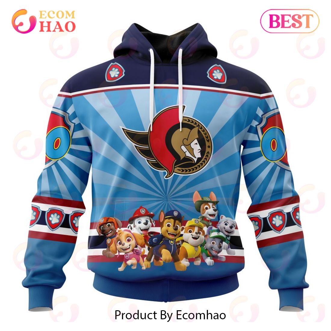 NHL Ottawa Senators Special Paw Patrol Kits 3D Hoodie