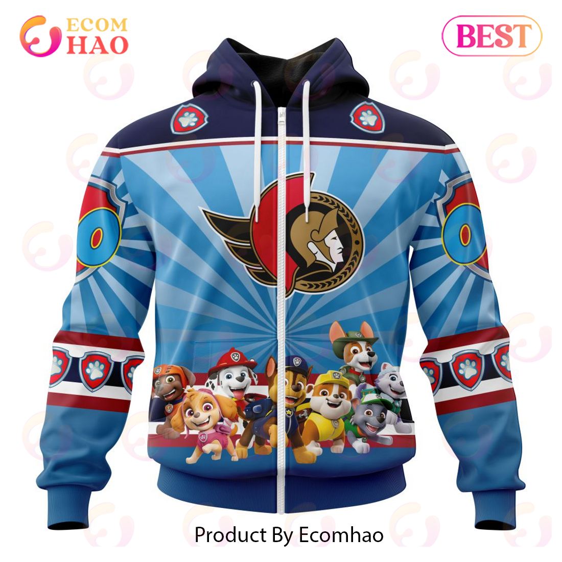 NHL Ottawa Senators Special Paw Patrol Kits 3D Hoodie