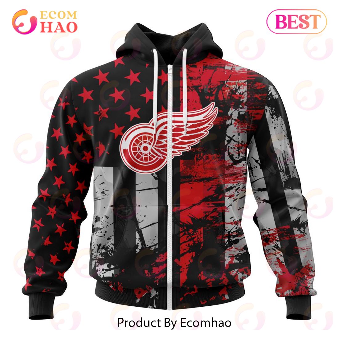 Detroit Red Wings Specialized Jersey For America 3D Hoodie