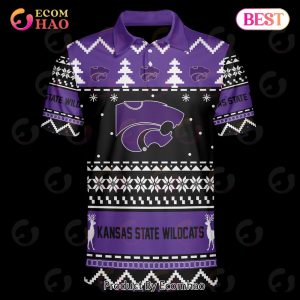 Kansas State Wildcats Custom Your Name & Number Polo Ugly Christmas Style Kansas State Wildcats Custom Your Name & Number Polo Ugly Christmas Style