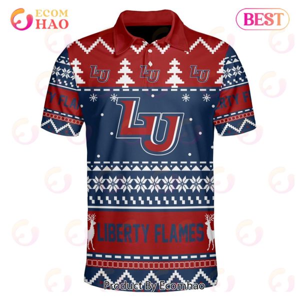 Liberty Flames Custom Your Name & Number Polo Ugly Christmas Style