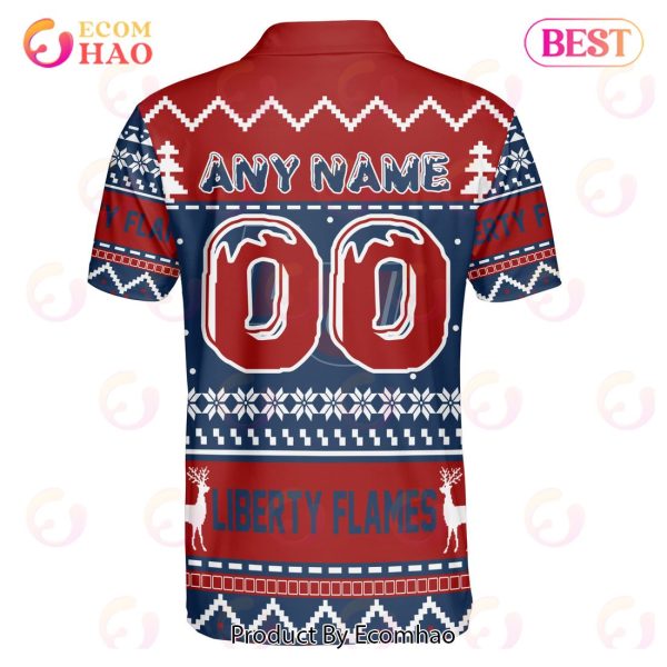Liberty Flames Custom Your Name & Number Polo Ugly Christmas Style