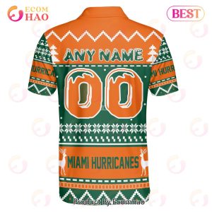 Miami Hurricanes Custom Your Name & Number Polo Ugly Christmas Style