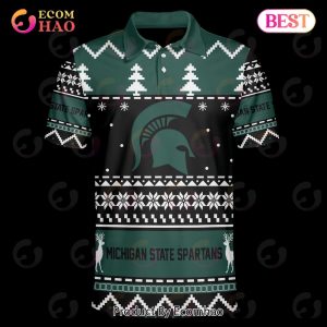 Michigan State Spartans Custom Your Name & Number Polo Ugly Christmas Style