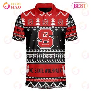 NC State Wolfpack Custom Your Name & Number Polo Ugly Christmas Style