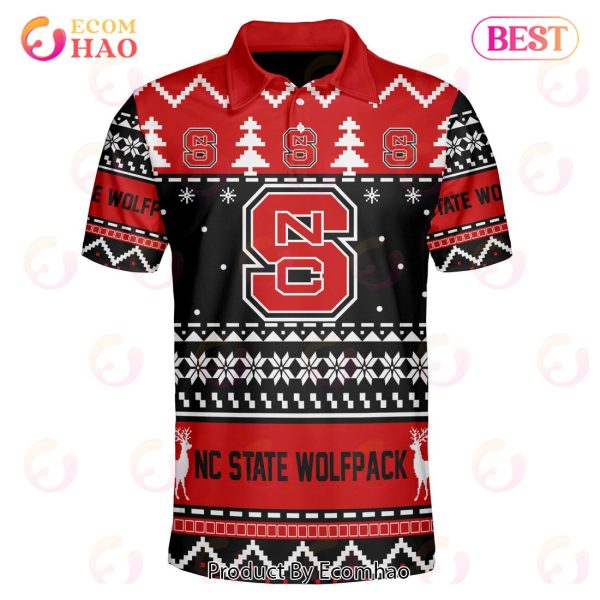 NC State Wolfpack Custom Your Name & Number Polo Ugly Christmas Style