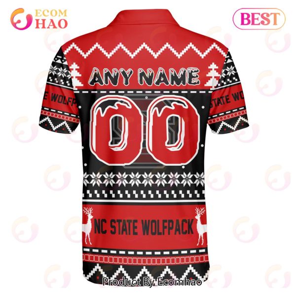 NC State Wolfpack Custom Your Name & Number Polo Ugly Christmas Style