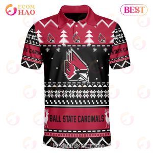 Ball State Cardinals Custom Your Name & Number Polo Ugly Christmas Style
