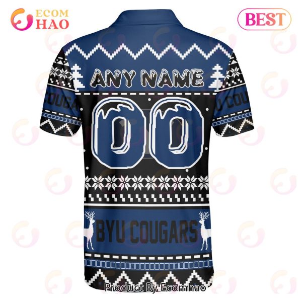 BYU Cougars Custom Your Name & Number Polo Ugly Christmas Style