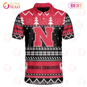 Nebraska Cornhuskers Custom Your Name & Number Polo Ugly Christmas Style