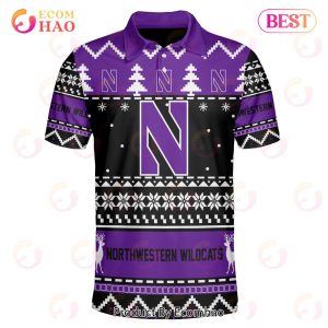 Northwestern Wildcats Custom Your Name & Number Polo Ugly Christmas Style