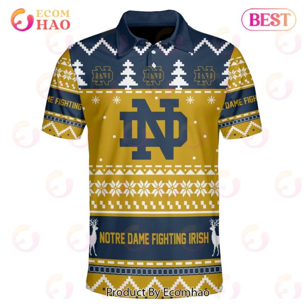 Notre Dame Fighting Irish Custom Your Name & Number Polo Ugly Christmas Style