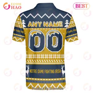 Notre Dame Fighting Irish Custom Your Name & Number Polo Ugly Christmas Style