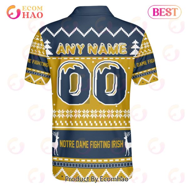 Notre Dame Fighting Irish Custom Your Name & Number Polo Ugly Christmas Style