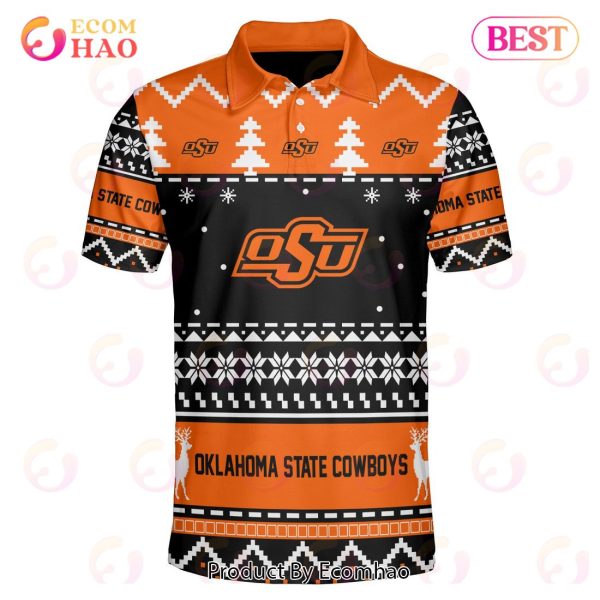 Oklahoma State Cowboys Custom Your Name & Number Polo Ugly Christmas Style