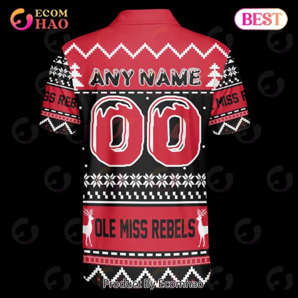 Ole Miss Custom Your Name & Number Polo Ugly Christmas Style