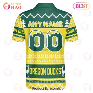 Oregon Ducks Custom Your Name & Number Polo Ugly Christmas Style
