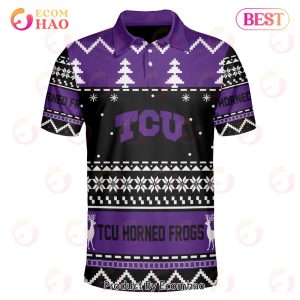 TCU Horned Frogs Custom Your Name & Number Polo Ugly Christmas Style