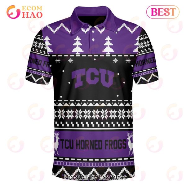 TCU Horned Frogs Custom Your Name & Number Polo Ugly Christmas Style
