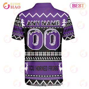 TCU Horned Frogs Custom Your Name & Number Polo Ugly Christmas Style