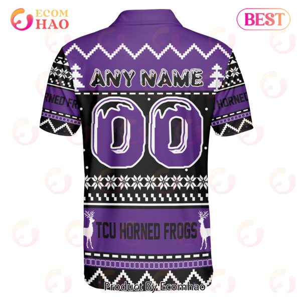 TCU Horned Frogs Custom Your Name & Number Polo Ugly Christmas Style
