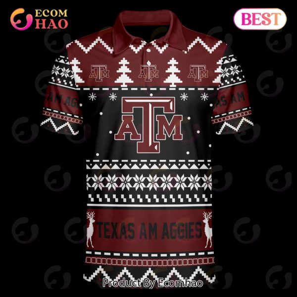 Texas A&M Aggies Custom Your Name & Number Polo Ugly Christmas Style