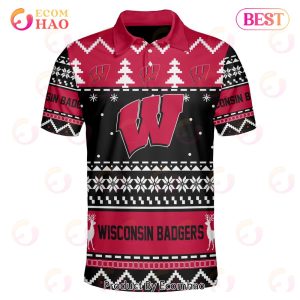 Wisconsin Badgers Custom Your Name & Number Polo Ugly Christmas Style