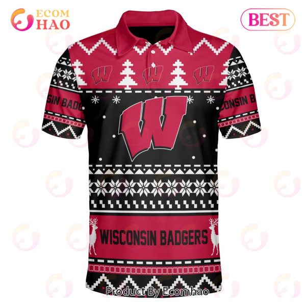 Wisconsin Badgers Custom Your Name & Number Polo Ugly Christmas Style