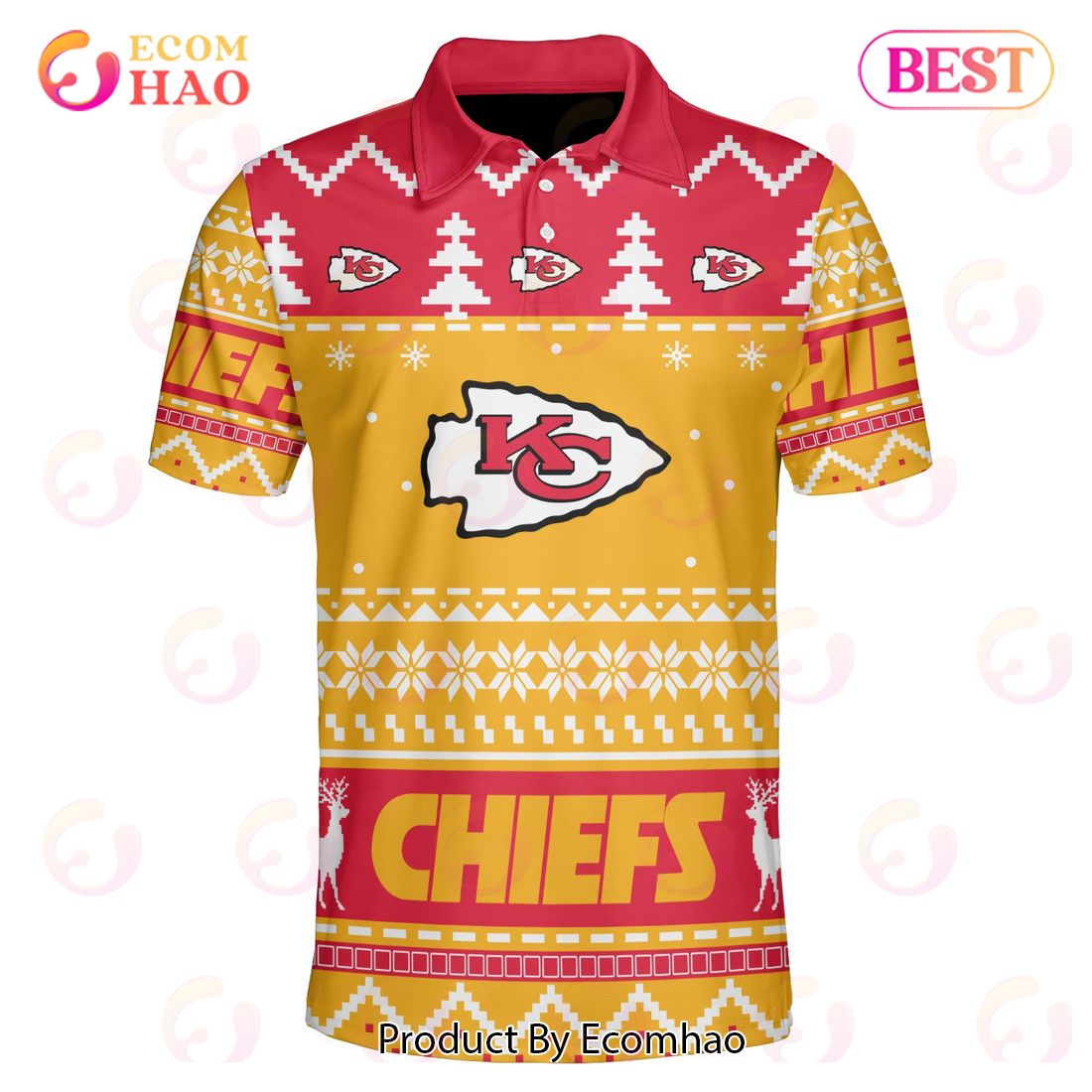 Chiefs Custom Your Name & Number Ugly Christmas Polo