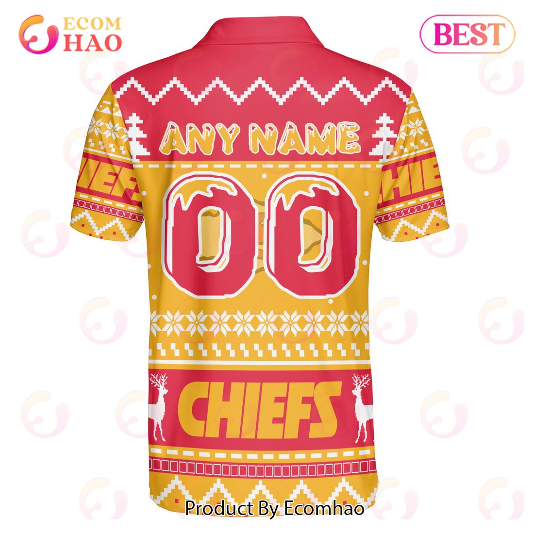 Chiefs Custom Your Name & Number Ugly Christmas Polo